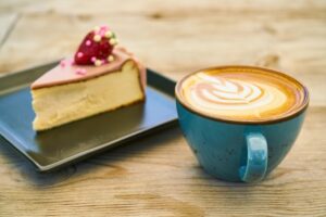 Cake and coffee.
